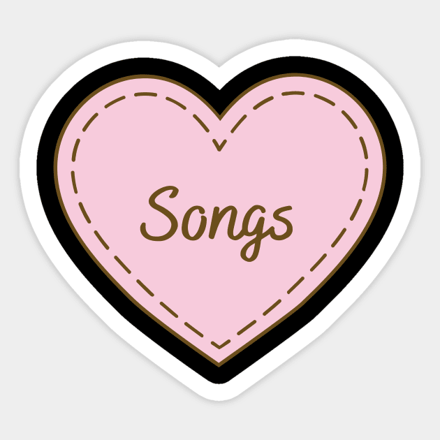 I Love Songs Simple Heart Design Sticker by Word Minimalism